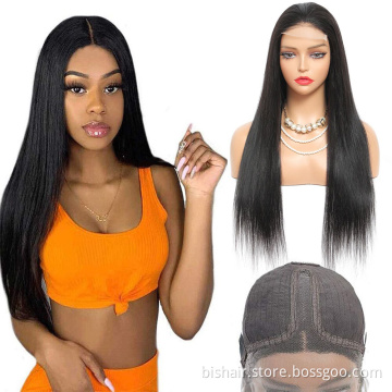 wholesale raw straight human hair Remy original bone straight Hair Black Women 100% Raw Brazilian Human Hair T Lace Frontal Wig